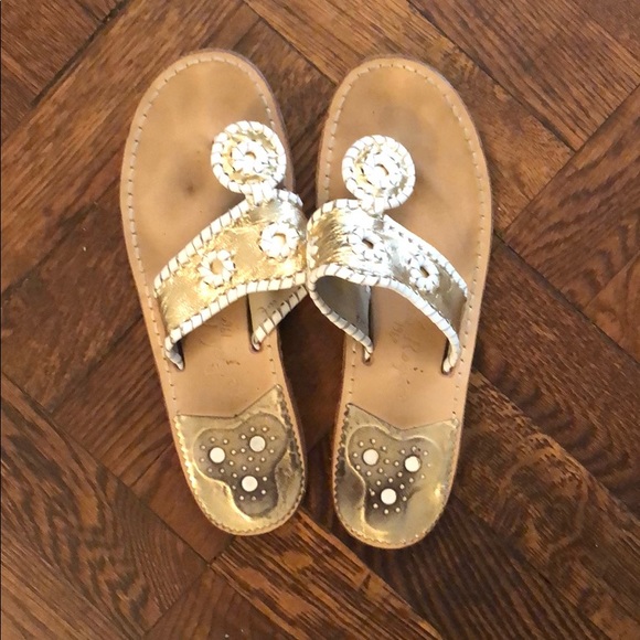 Jack Rogers Shoes - Jack Rogers gold and white sandals